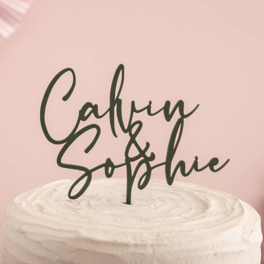 Personalised Script Couples Named Cake Topper, 1 of 5