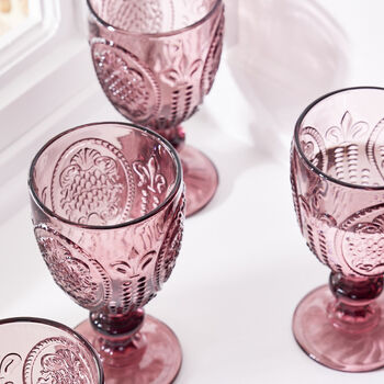 Set Of Four Amethyst Baroque Wine Goblets, 5 of 8