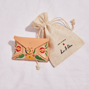 Personalised Leather Card + Coin Purse With Liv And Dom Nude Print, 5 of 6