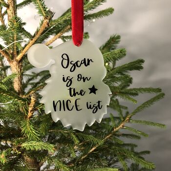 Personalised Santa Nice List Christmas Decoration, 2 of 5