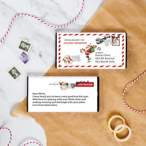 Letter From Santa Stocking Filler Chocolate Bar By Quirky Chocolate