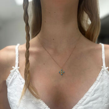 Turquoise And Mini Pearls Pendant Necklace, 3 of 4