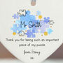 Personalised Blue Puzzle Porcelain Heart For Teachers Thank You, thumbnail 3 of 4