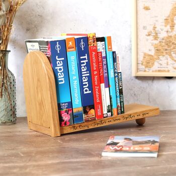 Personalised Solid Oak Freestanding Bookend Shelf, 4 of 9