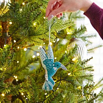 Beaded Kingfisher Christmas Decoration, 4 of 7