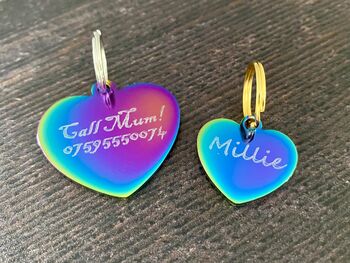 Rainbow Plated Stainless Steel Heart Dog Tag, 5 of 5