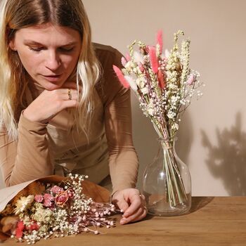 Vintage Pink Market Style Dried Flower Bouquet, 4 of 5