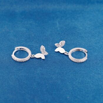 Butterfly Earrings, 925 Sterling Silver Cz Butterfly Earrings, 3 of 7