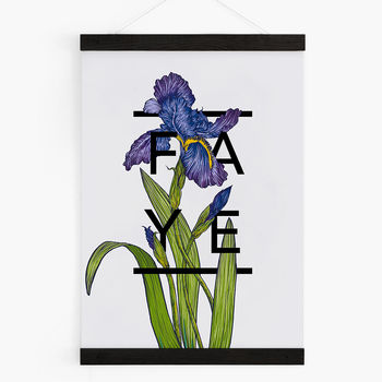 Personalised Iris Botanical Flower Print, 4 of 9
