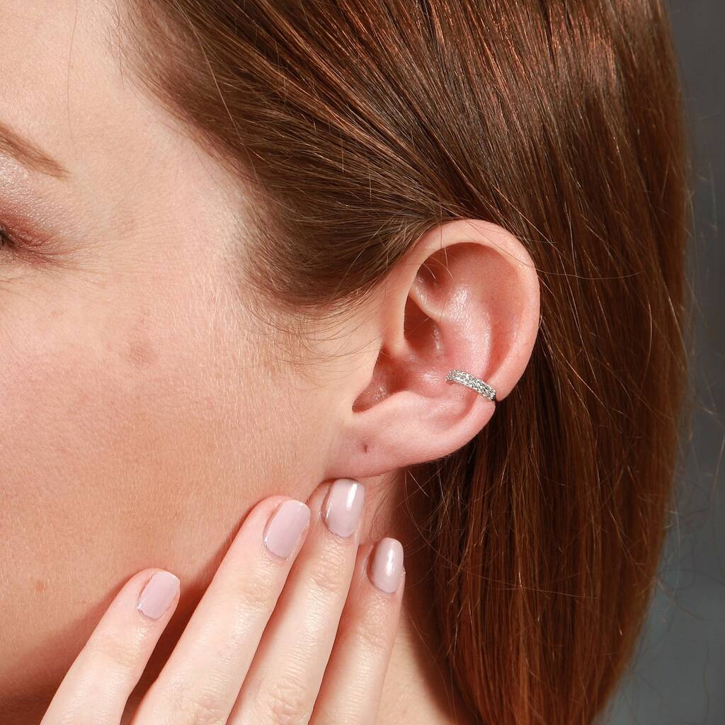 Sterling Silver Bold Crystal Ear Cuff By Attic