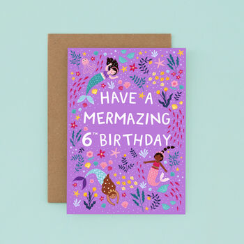 Any Age Mermaid Birthday Card, Girls Birthday Card, 7 of 9