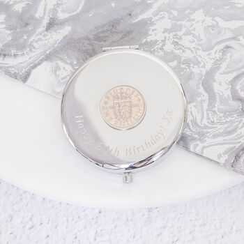 70th Birthday Shilling Coin Compact Mirror, 6 of 7
