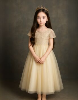 Grace In Champagne/Gold Flower Girl Or Party Dress, 5 of 5