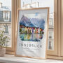 Austria Travel Print Of Innsbruck With Map Coordinates, thumbnail 4 of 7