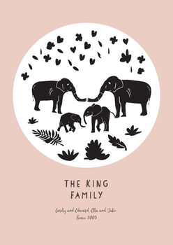 Personalised Elephant Family Art Print, 3 of 6