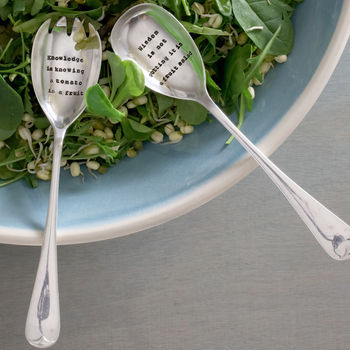 Personalised Vintage Set Of Salad Serving Spoons, 2 of 3