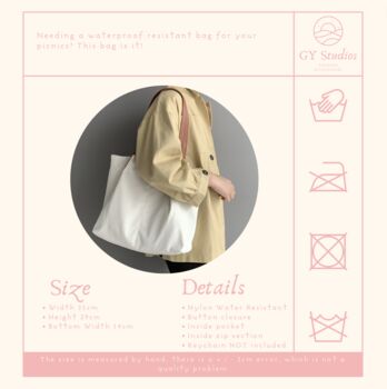 Work Nylon Waterproof Shoulder Shopping Work Everyday Tote Bag, 6 of 7