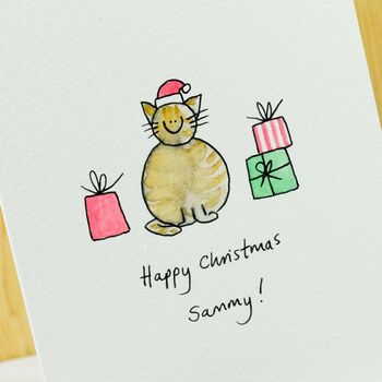 Personalised 'Christmas Cat' Hand Illustrated Card, 2 of 6