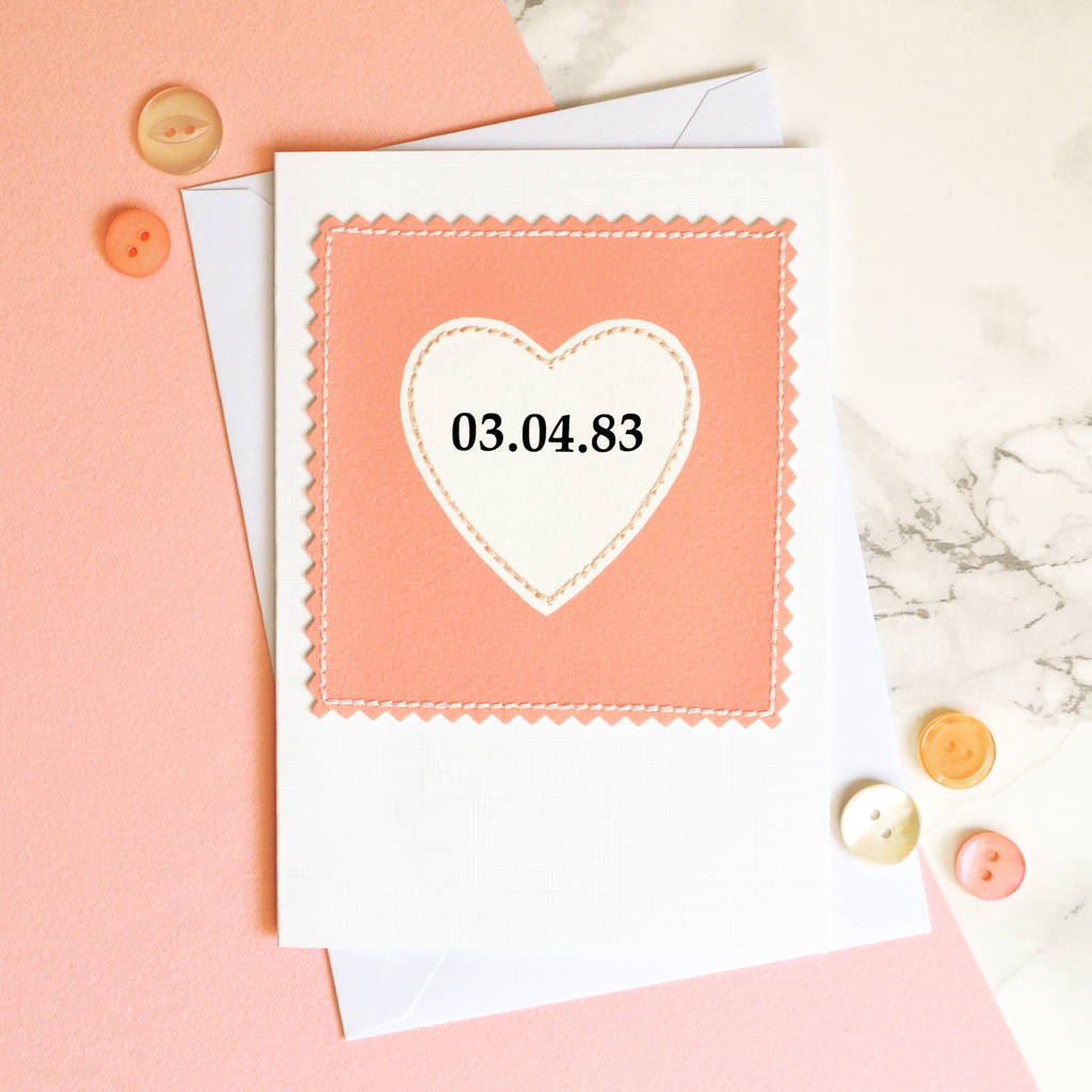 personalised coral  wedding  anniversary  card  by jenny 