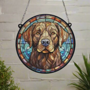 Labrador Chocolate Stained Glass Effect Suncatcher, 6 of 6