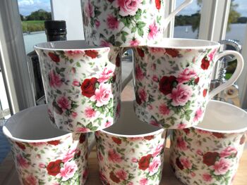 Set Of Six China Palace Mugs In Summertime Chintz Design, 3 of 11