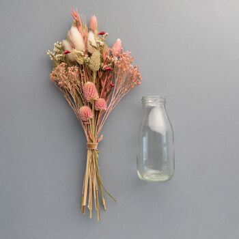 Dried Flower Posie + Vintage Bottle Vase Gift Set, 8 of 9