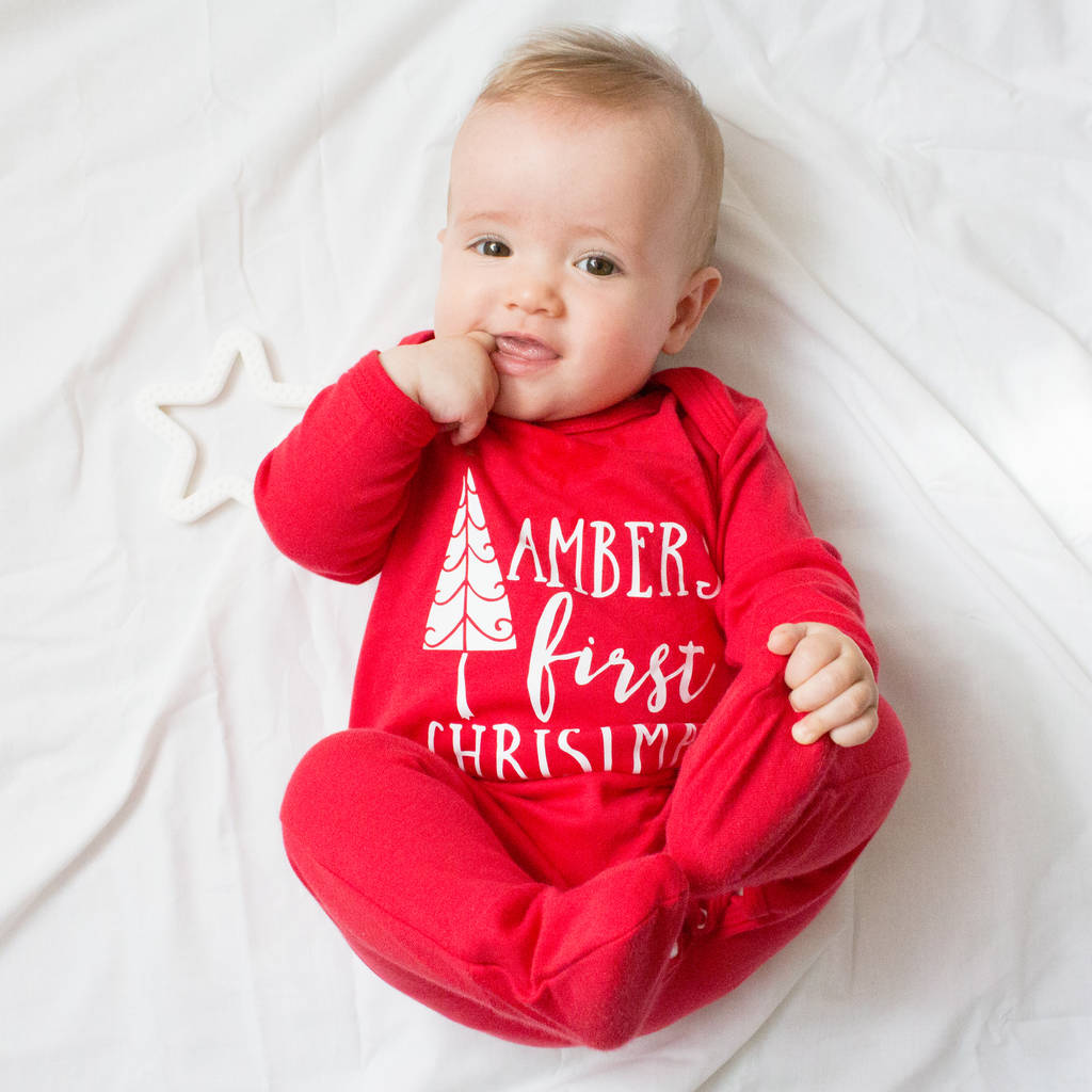 Personalised Baby's 'First Christmas' Babygrow By Blueberry Boo Kids ...