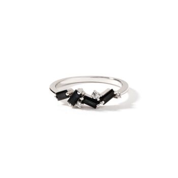 White Gold Natural Black Sapphire And Diamond Ring, 3 of 6