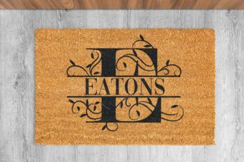 Personalised Coir Doormat With Split Initial Letter, 9 of 9