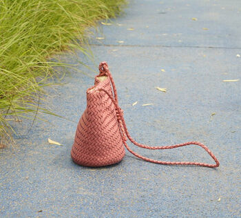 Hand Weaving Crossbody Leather Bag Pink, 2 of 3