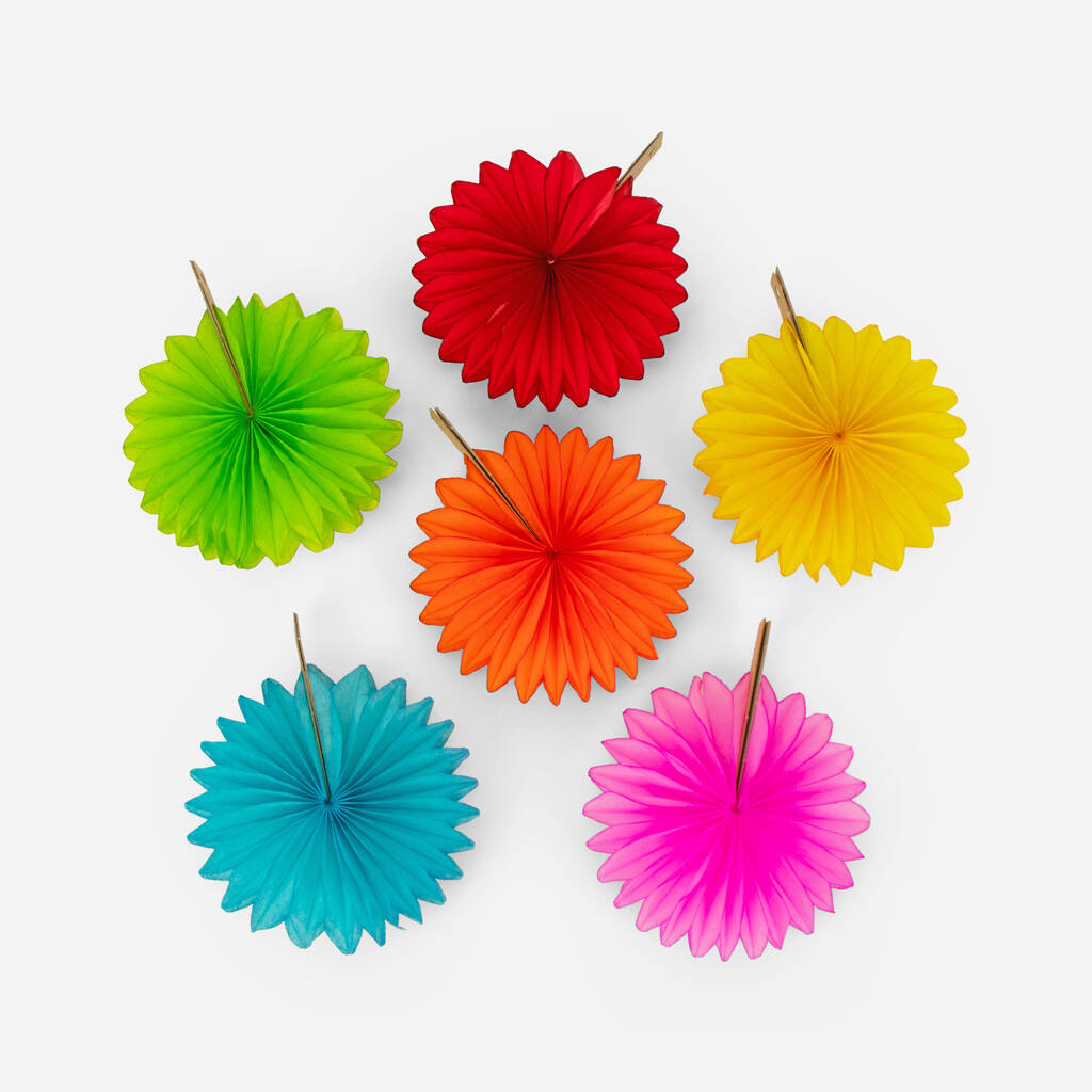 Mini Paper Fan Decoration Set Of Six By The Conscious