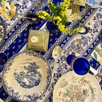 Blue And White Provencal Tablecloth Castellane, 2 of 3