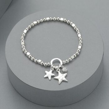 Round And Square Bracelet With Stars And Stone Charm, 2 of 2