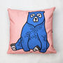 Blue And Pink Bear Cushion Cover, thumbnail 1 of 3