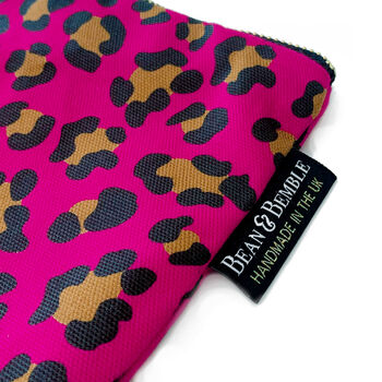 Hot Pink Leopard Print Washable Cosmetic Or Makeup Bag, 4 of 12