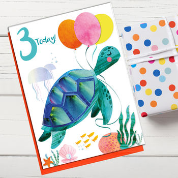 Age Three Turtle Birthday Card, 2 of 2