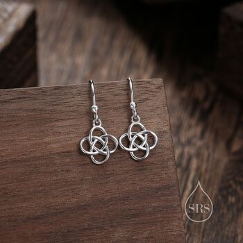 Sterling Silver Celtic Knot Drop Hook Earrings, 7 of 11