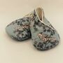 Eco Baby Shoes In Pale Blue With Flower And Bird Print, thumbnail 3 of 11