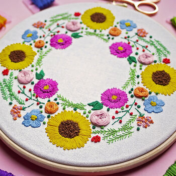 Summer Wreath Floral Embroidery Kit, 2 of 6