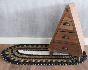 Oval Seagrass Black, White And Tan Classic 60x120cm, 2 of 3