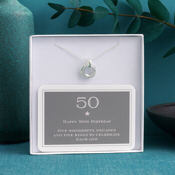 50th Birthday Sterling Silver Ring Necklace, 6 of 7