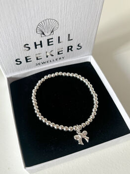 Sterling Silver Bow Charm Bracelet, 2 of 5