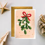 Christmas Mistletoe Branch Greeting Card, thumbnail 1 of 2