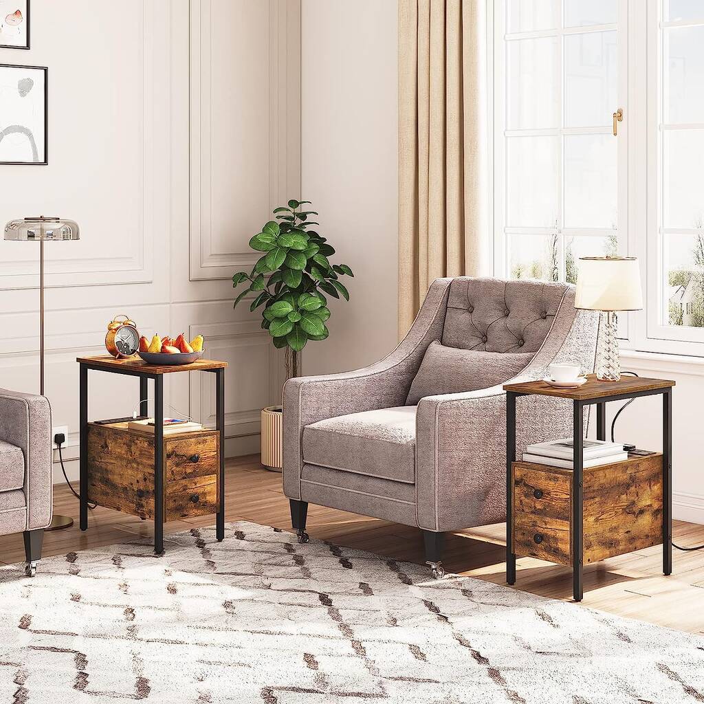 Living room end tables deals with charging station