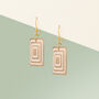 Taupe And Cream Geometric Rectangle Earrings • Gold Plated Sterling Silver Hooks, thumbnail 5 of 9