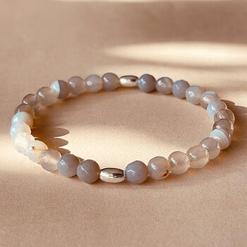 Grey Banded Agate Gemstone Bracelet, 5 of 5