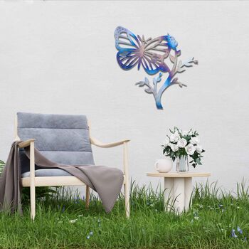 Butterfly On Branch Metal Garden Art Decor Gift Idea, 4 of 11