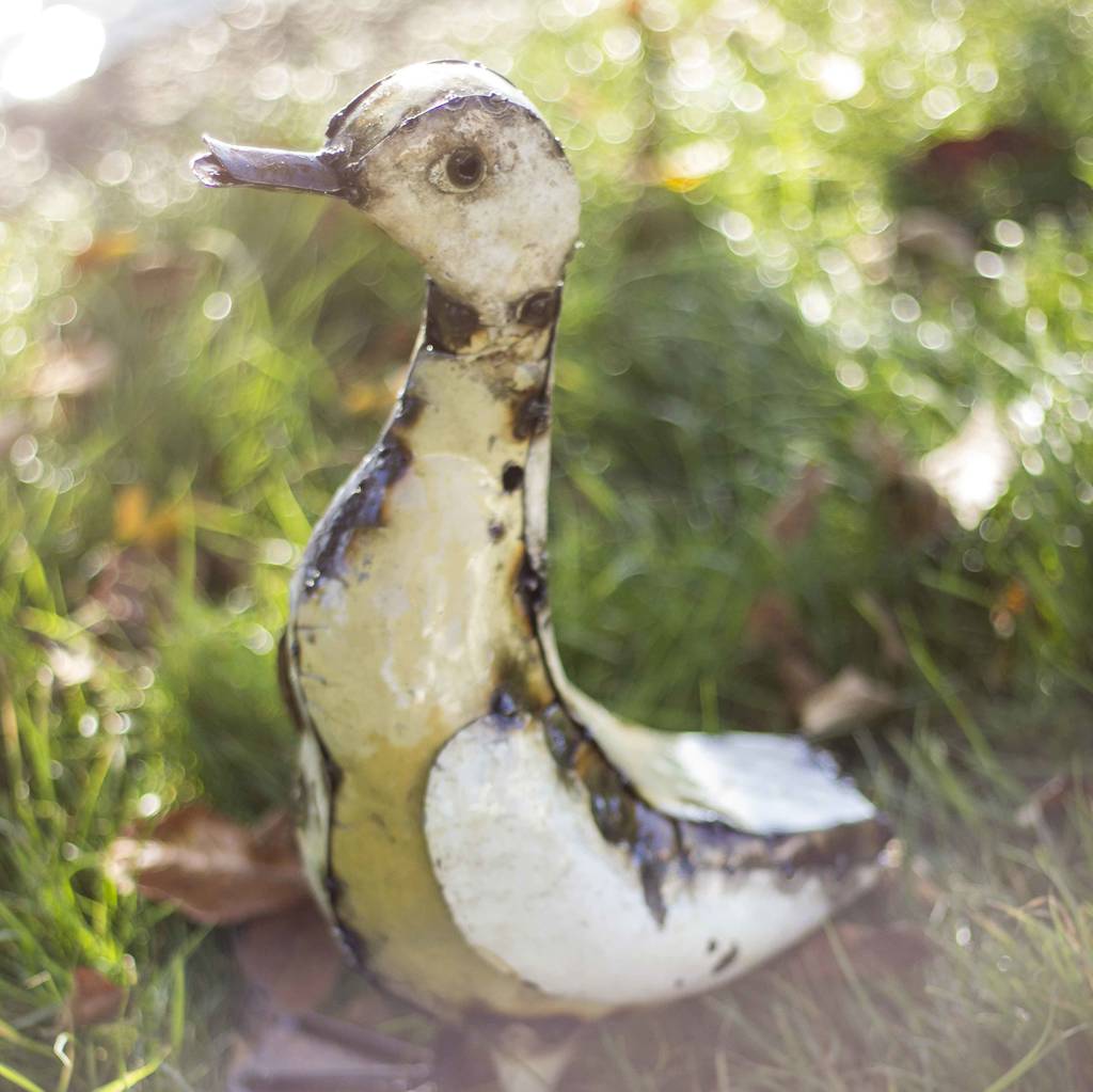 White Runner Duck Recycled Metal Garden Ornament By ChiAfrica