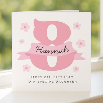 Personalised 8th Pink Birthday Card For Daughter, 2 of 8