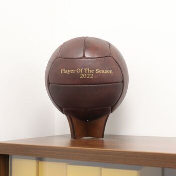 Personalised Vintage Dark Brown Leather Football, 5 of 6